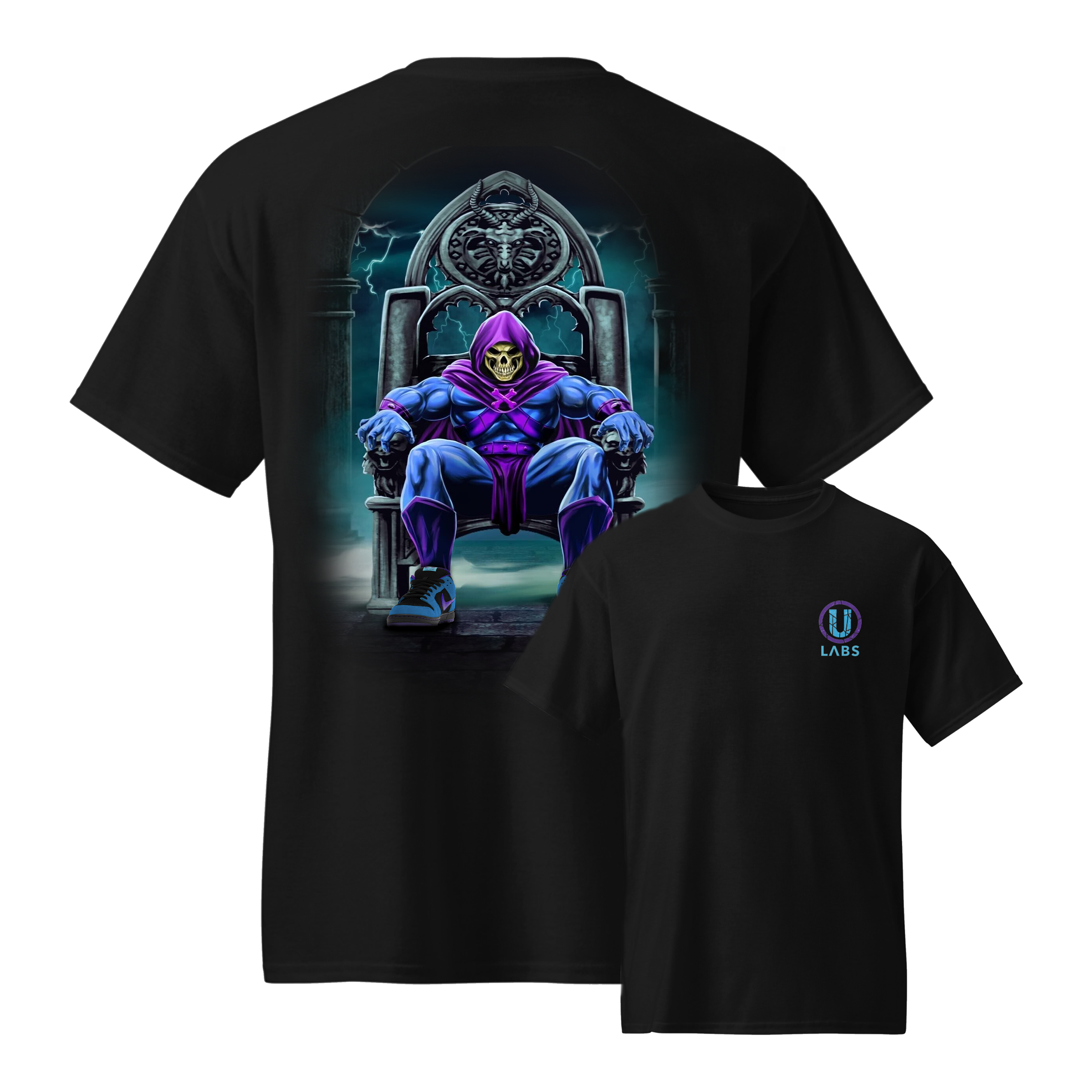 Finest Prints Maglietta Uomo Extra Large: Skeletor Con Gattini, Grigio, Ironica E Originale